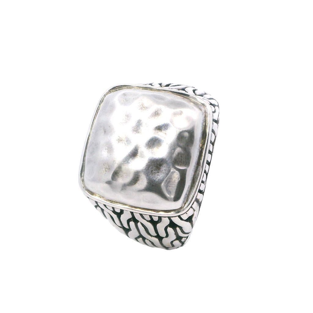 Estate John Hardy Sterling Silver Hammered Signet Ring