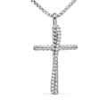 David Yurman Sterling Silver Cross Crossover Necklace with Diamonds