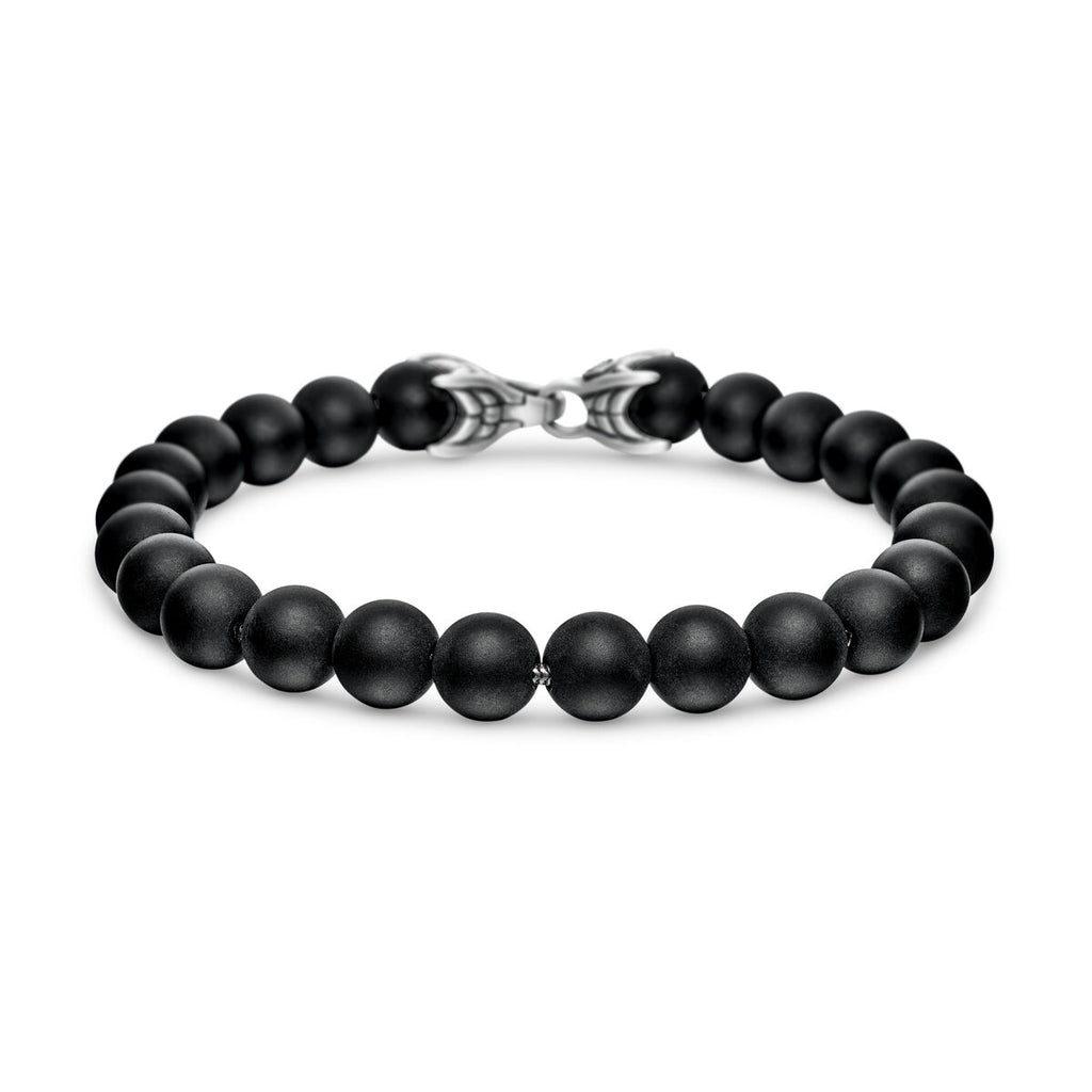 David Yurman Silver Black Onyx Spiritual Bead Bracelet