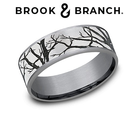Brook and Branch Grey Tantalum and Black Titanium Comfort Fit Oak Grove Thin Edge Wedding Band