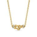 David Yurman Yellow Gold Petite Buckle Necklace with Diamonds