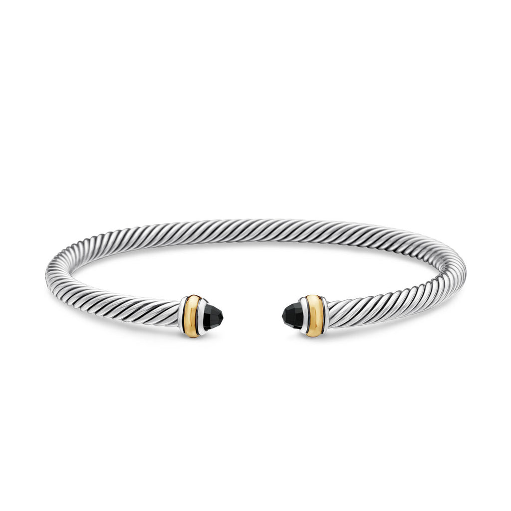 David Yurman Sterling Silver and Yellow Gold Classic Cable Black Onyx Bracelet