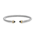 David Yurman Sterling Silver and Yellow Gold Classic Cable Black Onyx Bracelet