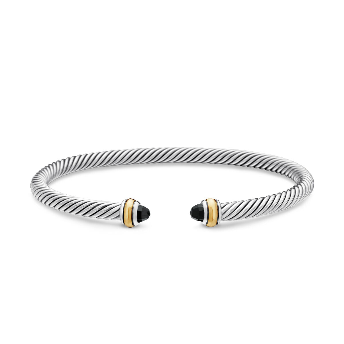 David Yurman Sterling Silver and Yellow Gold Classic Cable Black Onyx Bracelet
