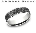Ammara Stone White Gold and Gray Tantalum Rubble Rock Center Wedding Band