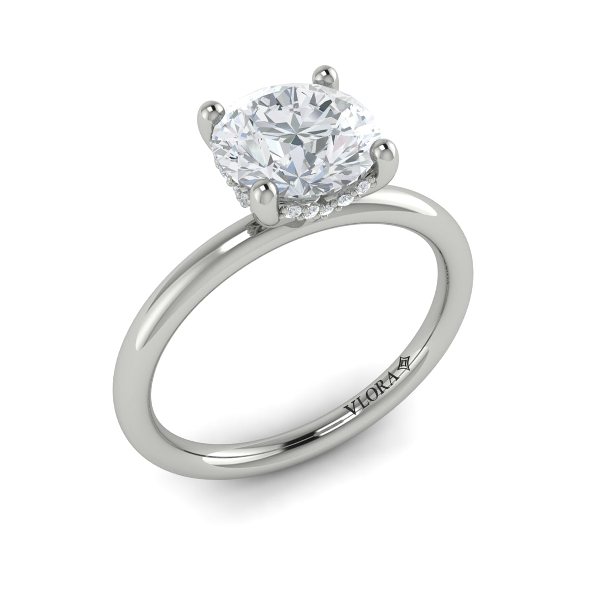 Vlora White Gold Diamond Hidden Halo Engagement Ring Mounting