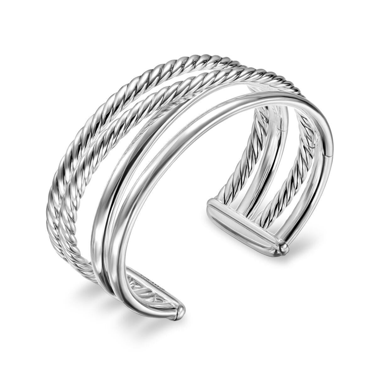 David Yurman Sterling Silver Bold Crossover Multi Row Cuff Bracelet