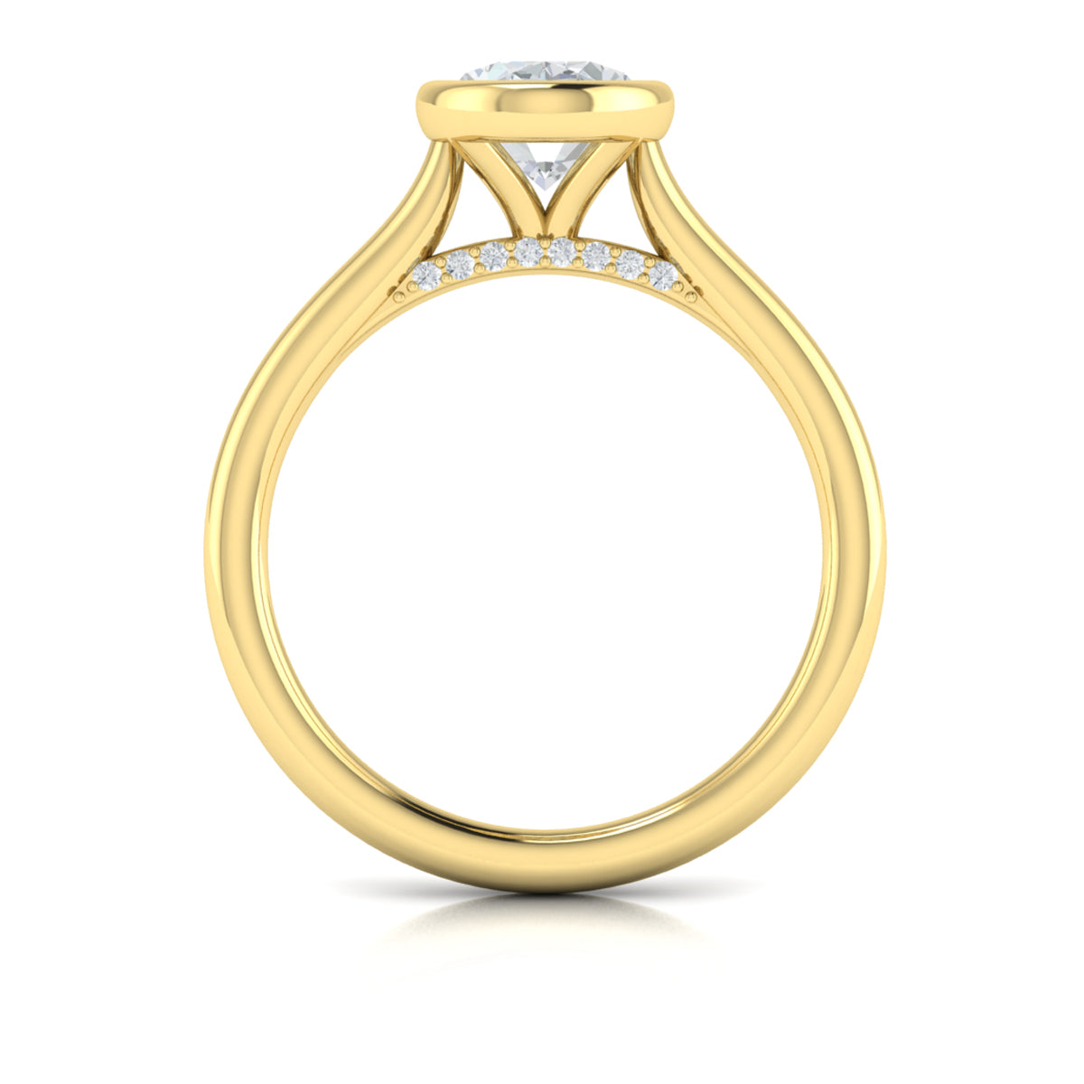 Vlora Yellow Gold Bezel Set Diamond Bridge Engagement Ring Mounting