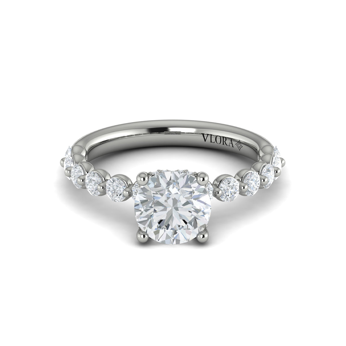 Vlora White Gold Bubble Diamond Engagement Ring Mounting