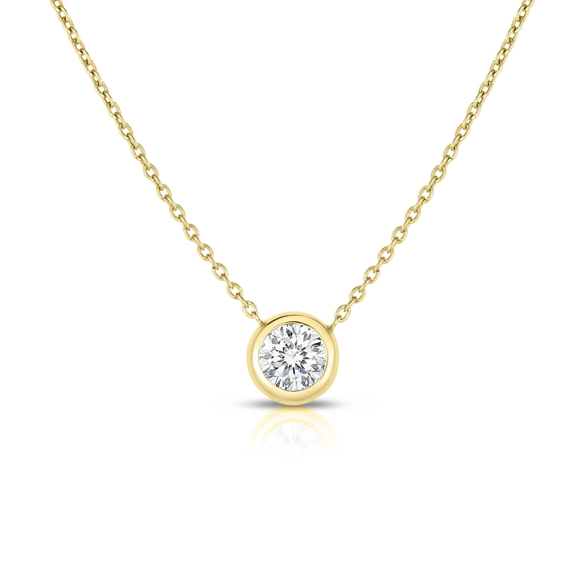 Roberto Coin Yellow Gold Diamond Solitaire Bezel Pendant Necklace