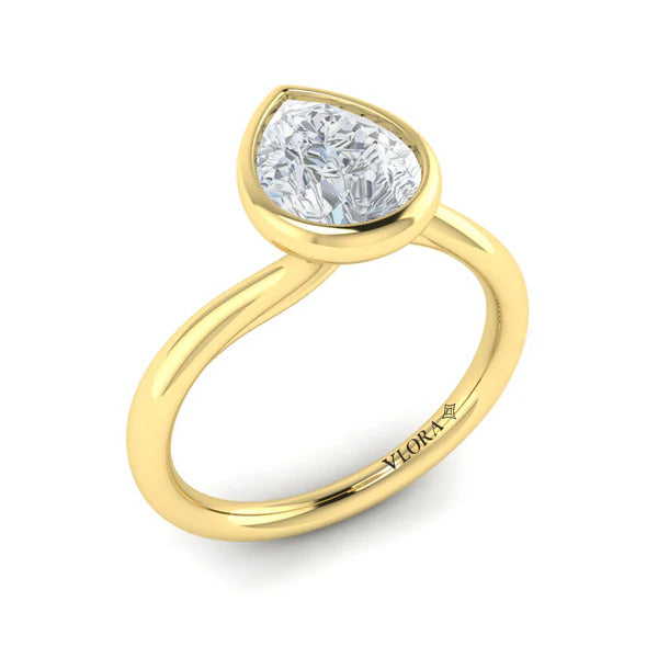 Vlora Yellow Gold Bezel Bypass Engagement Ring Mounting