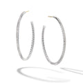 David Yurman Sterling Silver Large Pave Hoop Earrings with Diamonds