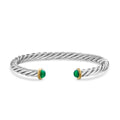 David Yurman Sterling Silver and Yellow Gold Cable Cuff Green Onyx Bracelet