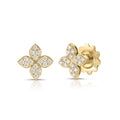 Roberto Coin Yellow Gold Medium Pave Diamond Love In Verona Flower Stud Earrings