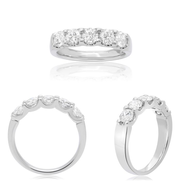 White Gold Five Stone Diamond Wedding Band