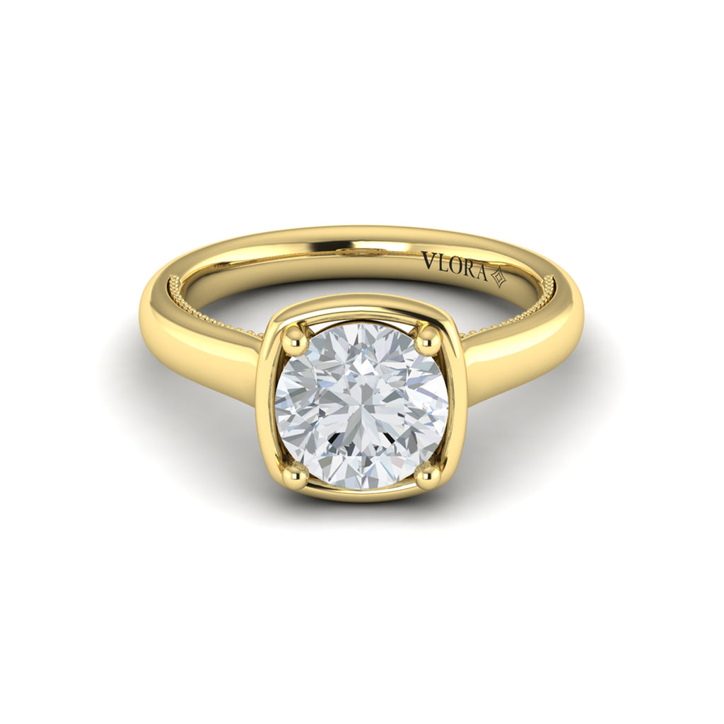 Vlora Yellow Gold Button Bezel Engagement Ring Mounting