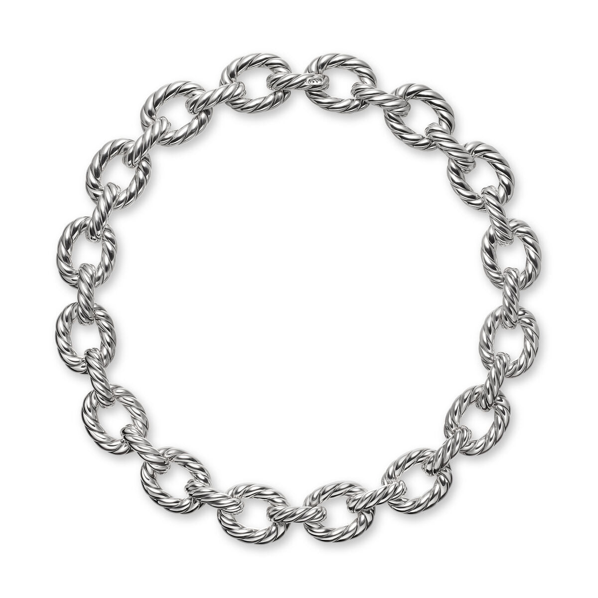 David Yurman Sterling Silver Sculpted Cable Oval Link Necklace
