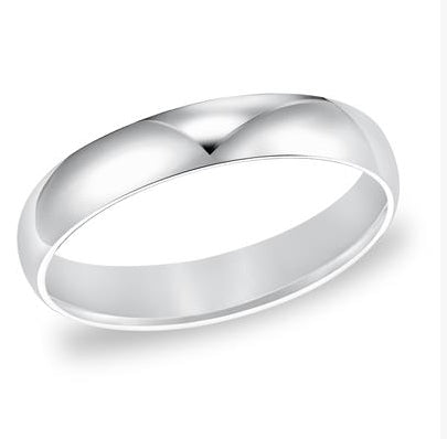 White Gold Low Dome Comfort Fit Wedding Band