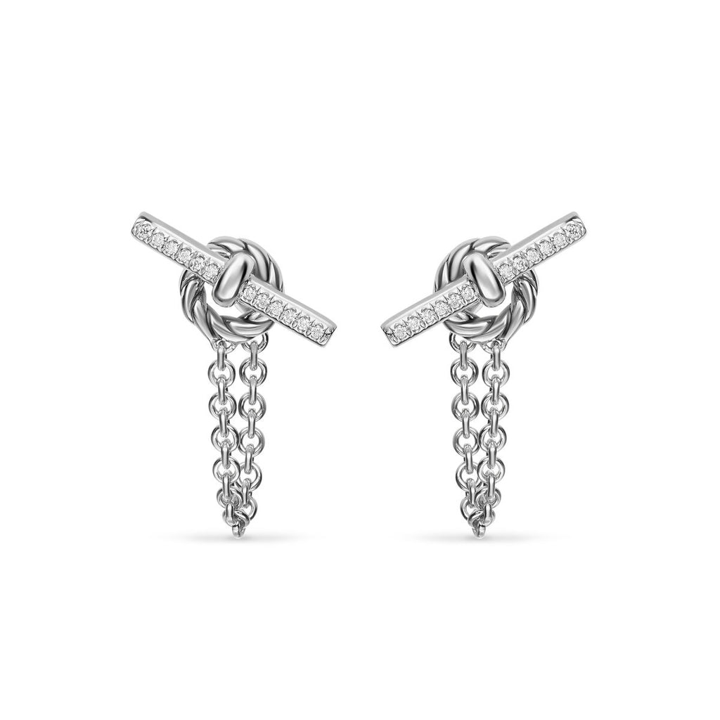 David Yurman Sterling Silver Mercer Petite Toggle Earrings with Diamonds