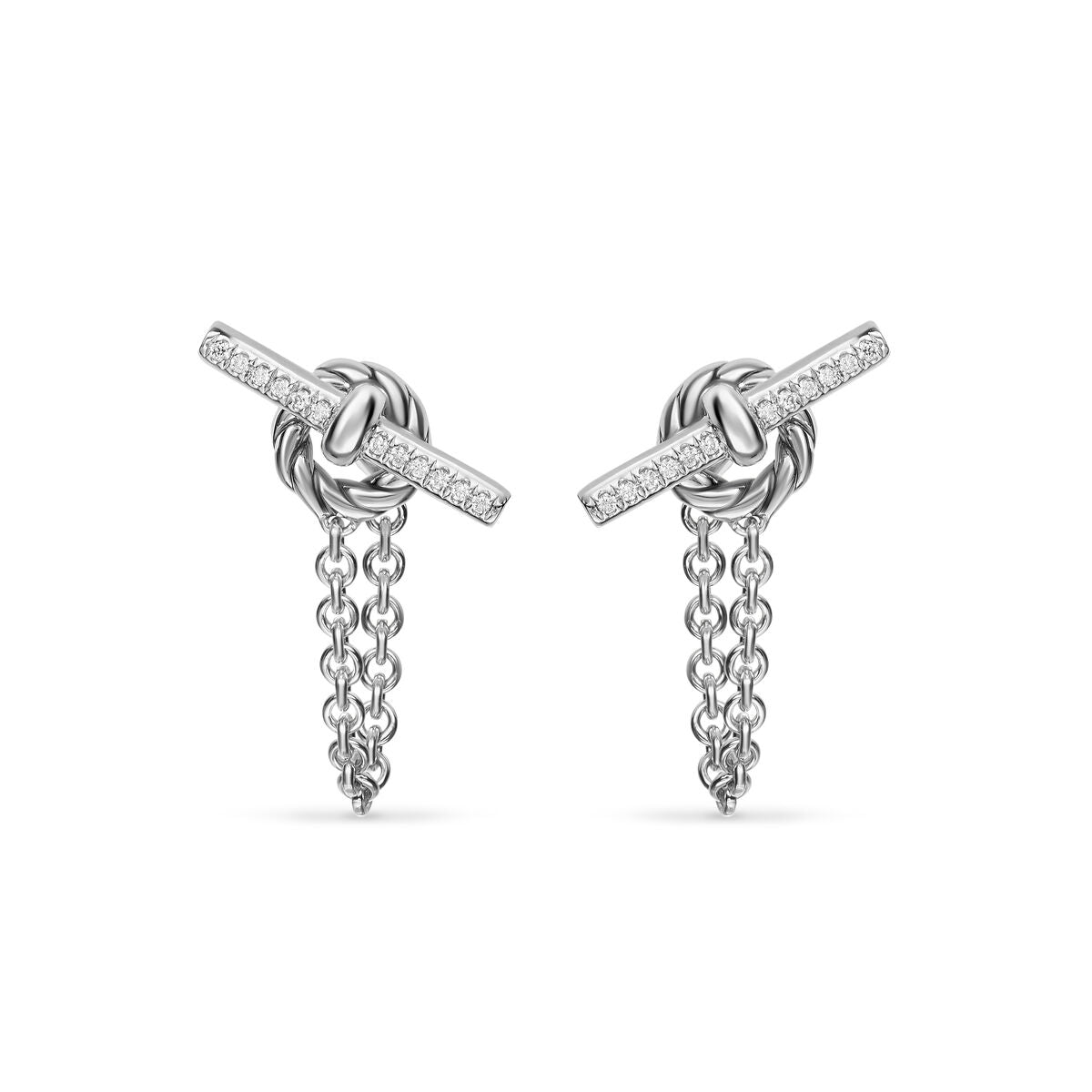 David Yurman Sterling Silver Mercer Petite Toggle Earrings with Diamonds