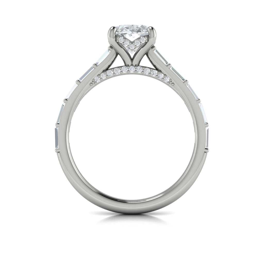 Vlora Baguette Diamond Cathedral Engagement Ring