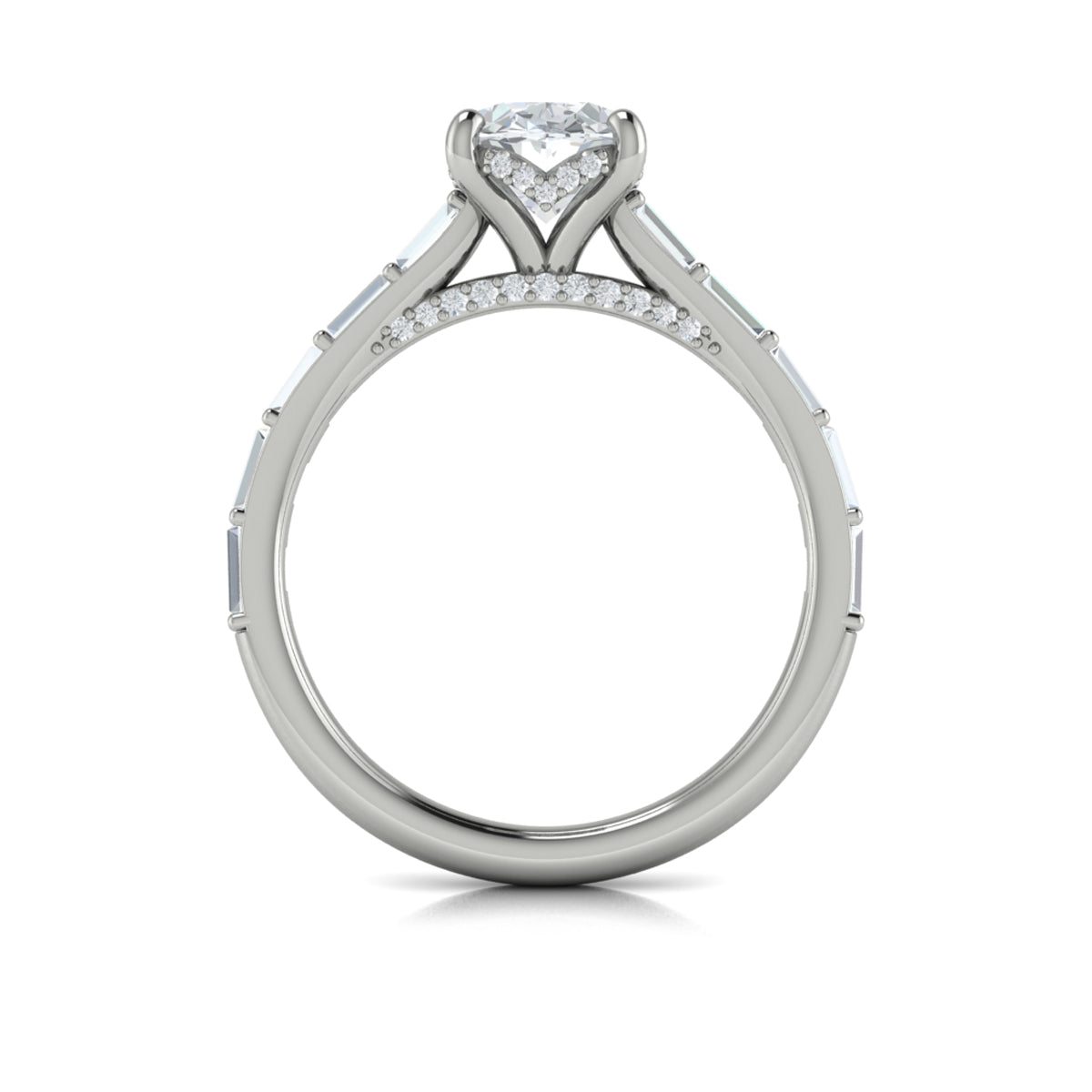 Vlora Baguette Diamond Cathedral Engagement Ring
