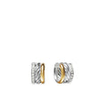 David Yurman Silver and Yellow Gold Mercer Huggie Earrings