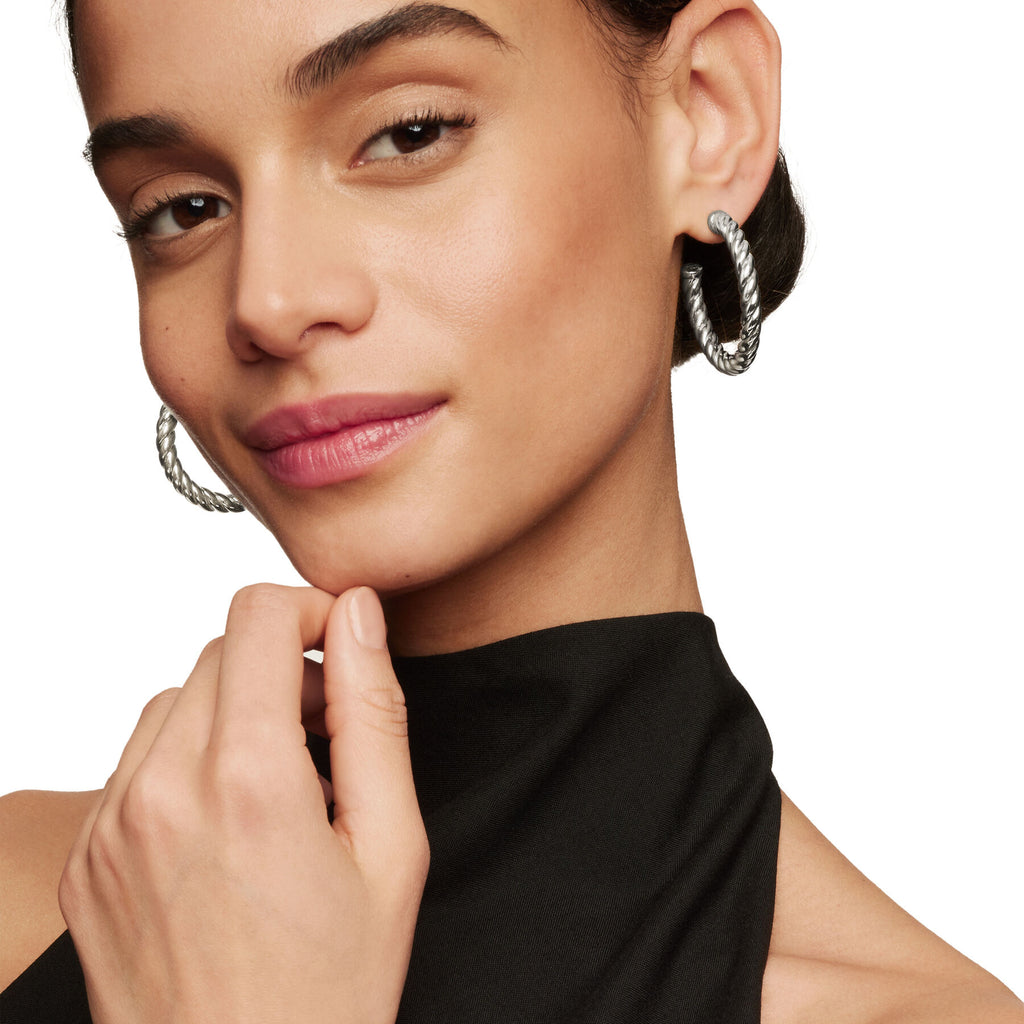 David Yurman Sterling Silver Cable Hoop Earrings