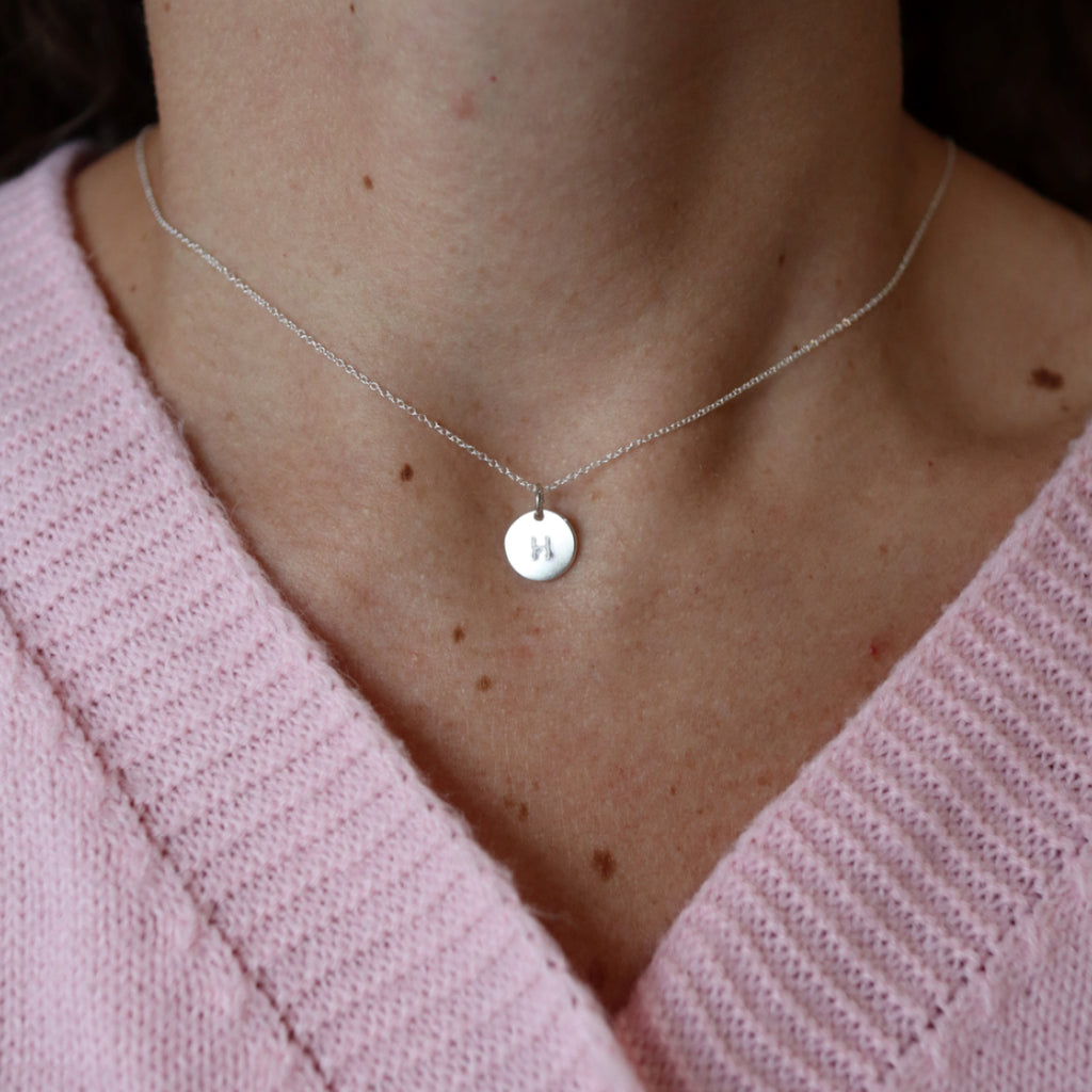 Sterling Silver Customizable Disc Pendant Necklace