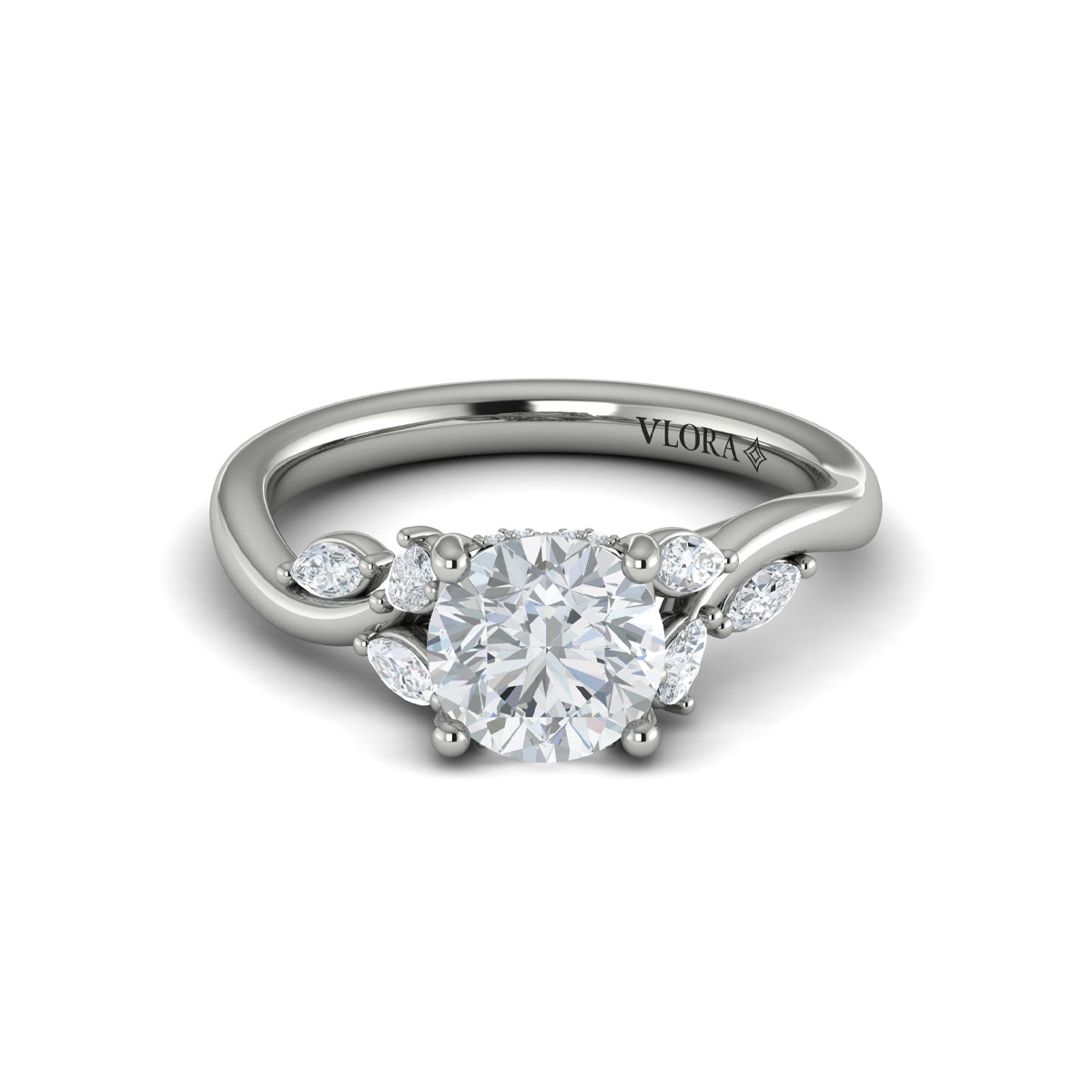 Vlora White Gold Diamond Vine Engagement Ring Mounting