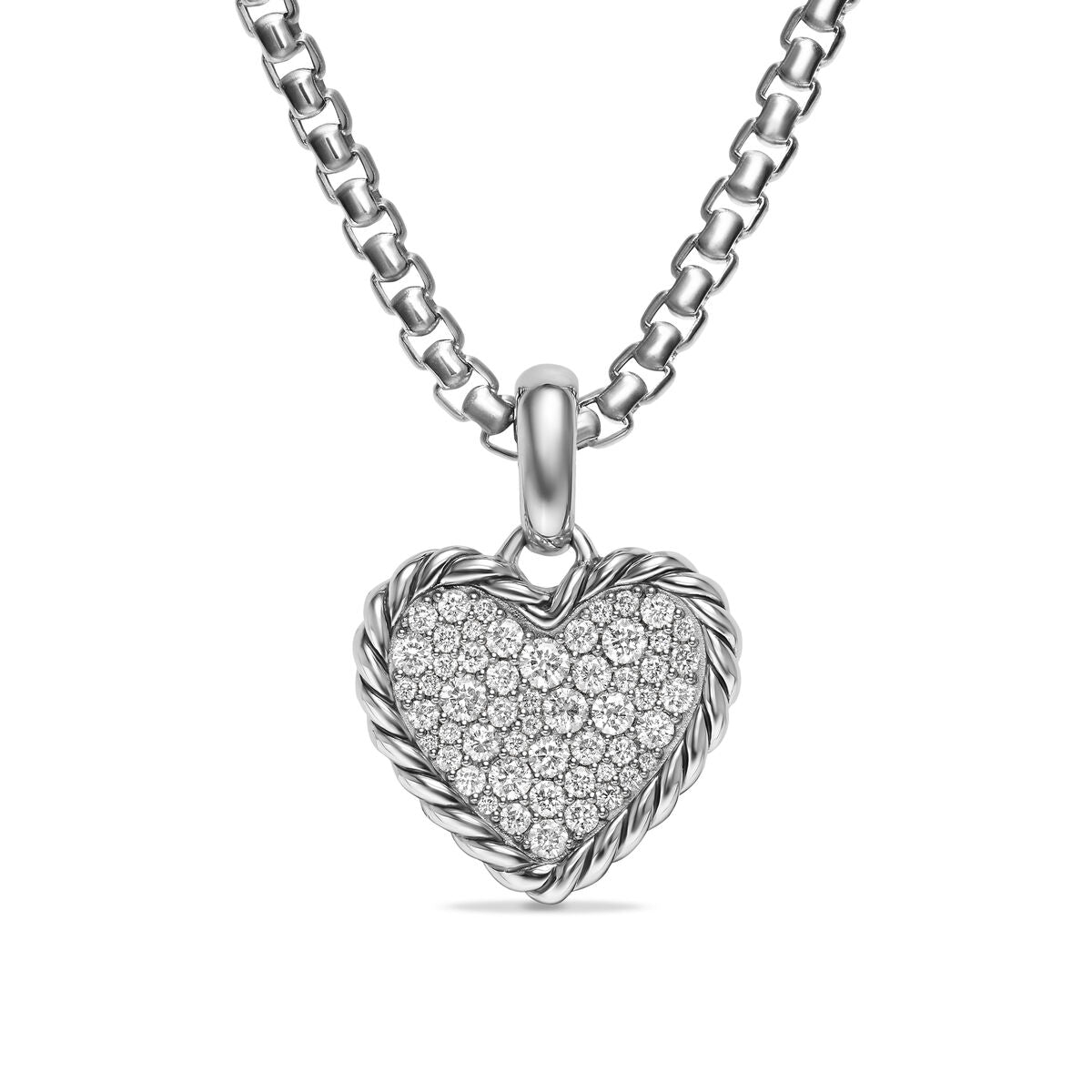 David Yurman Sterling Silver Pave Heart Cable Collectibles Enhancer
