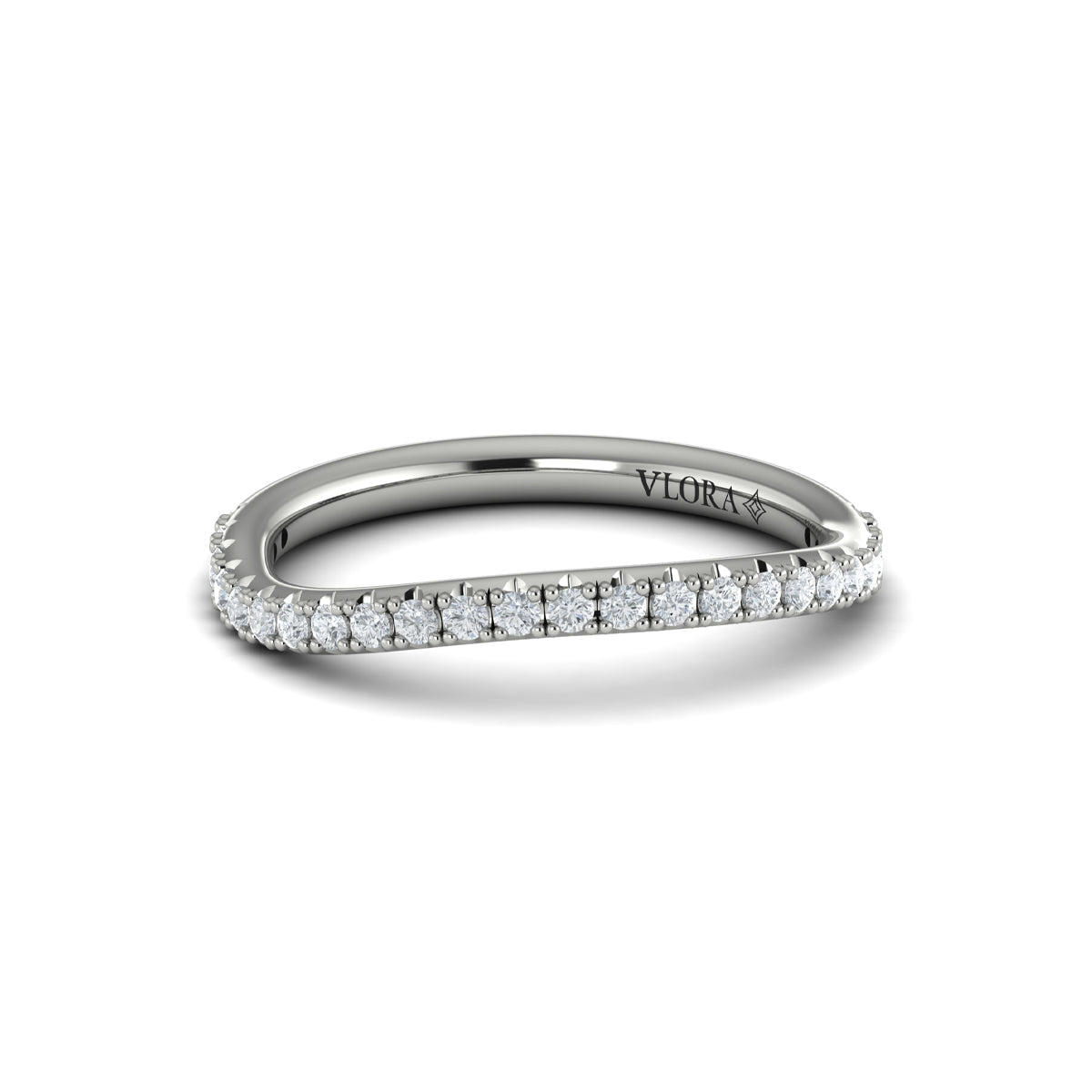 Vlora White Gold Diamond Slight Contour Wedding Band
