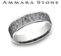 Ammara Stone White Gold and Gray Tantalum Hammered Center Wedding Band