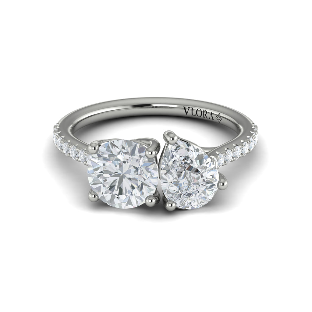Vlora White Gold Diamond Toi et Moi Engagement Ring Mounting