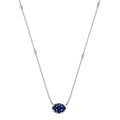 Simon G White Gold Oval Sapphite Pendant and Diamond Bezel Station Necklace