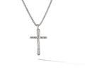 David Yurman Sterling Silver Cross Crossover Necklace with Diamonds