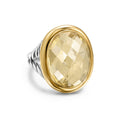 David Yurman Sterling Silver and Yellow Gold Albion Champagne Citrine Oval Ring