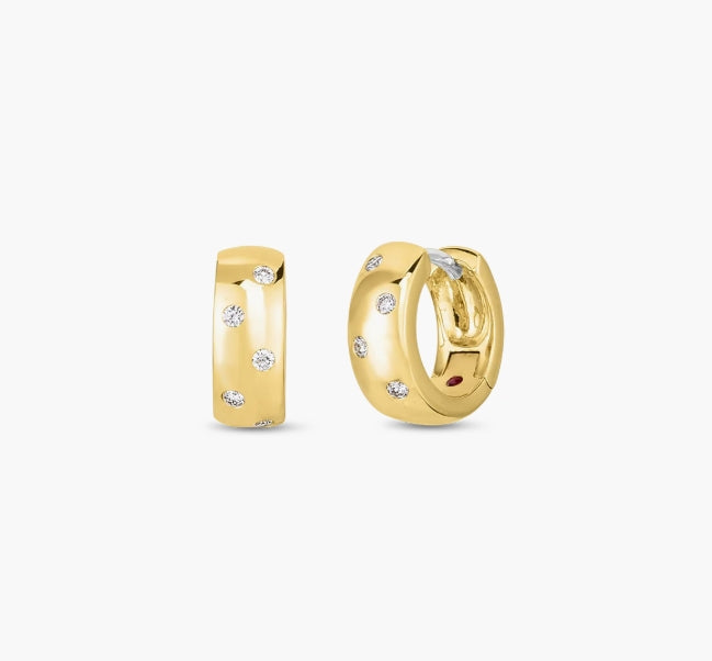 Roberto Coin Yellow Gold Diamond Accent Huggie Hoop Earrings