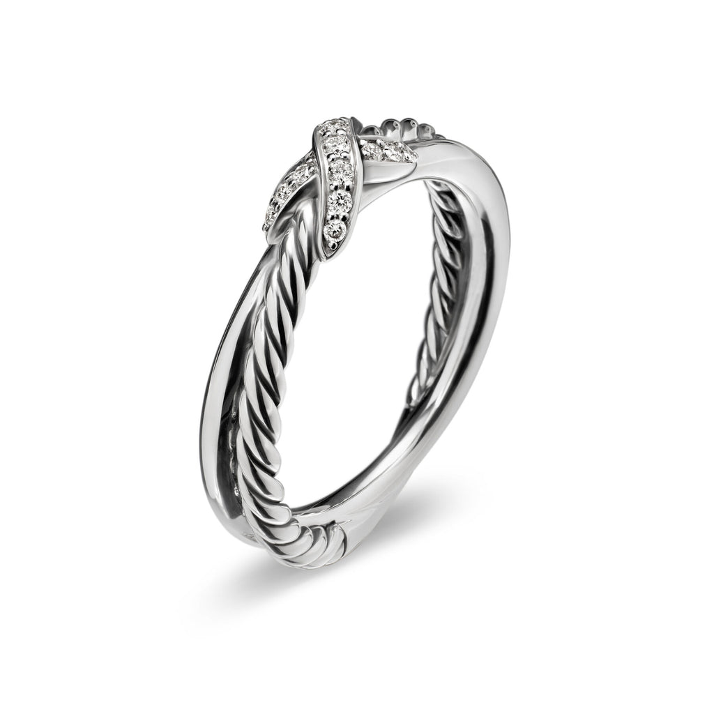 David Yurman Sterling Silver Petite X Ring with Diamonds