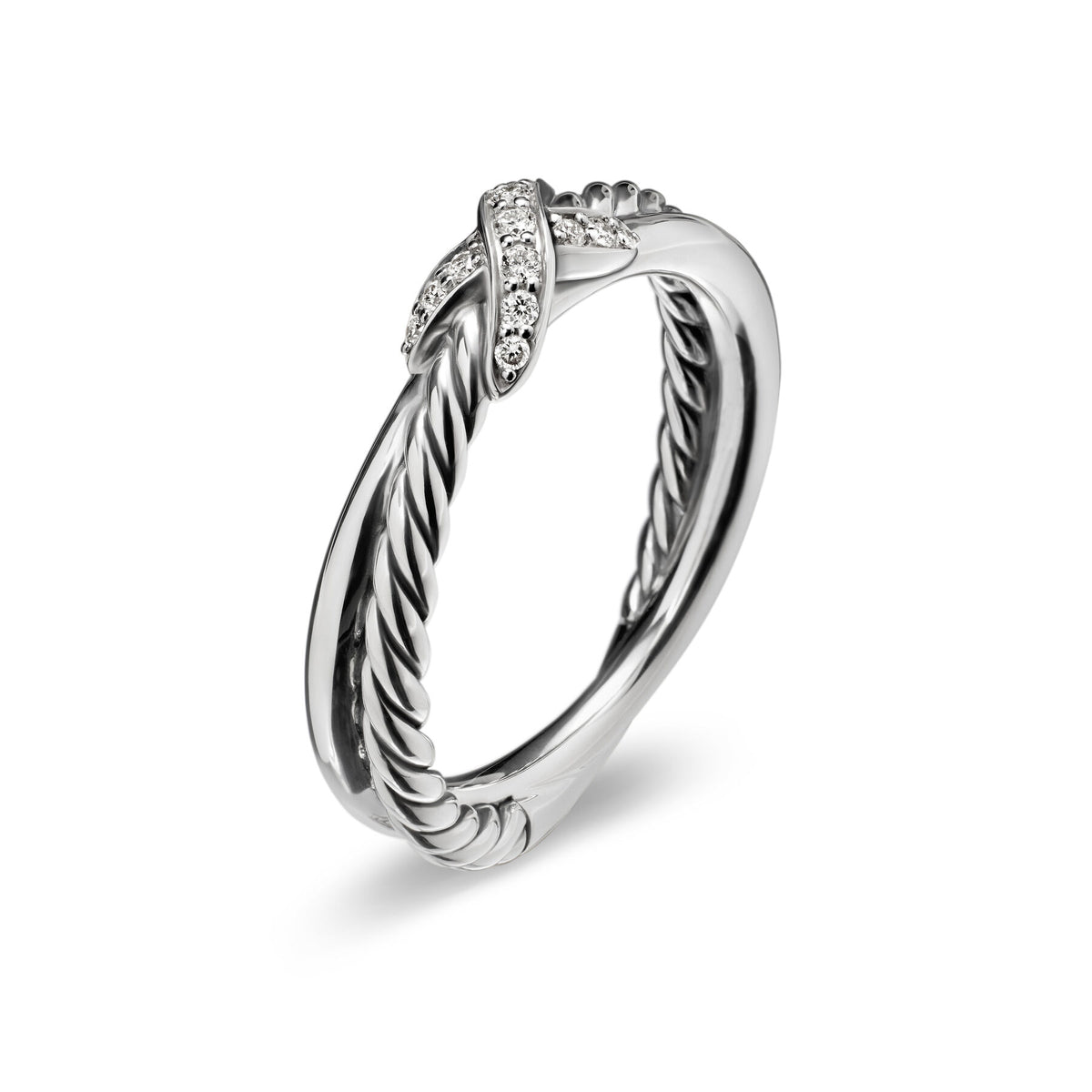 David Yurman Sterling Silver Petite X Ring with Diamonds