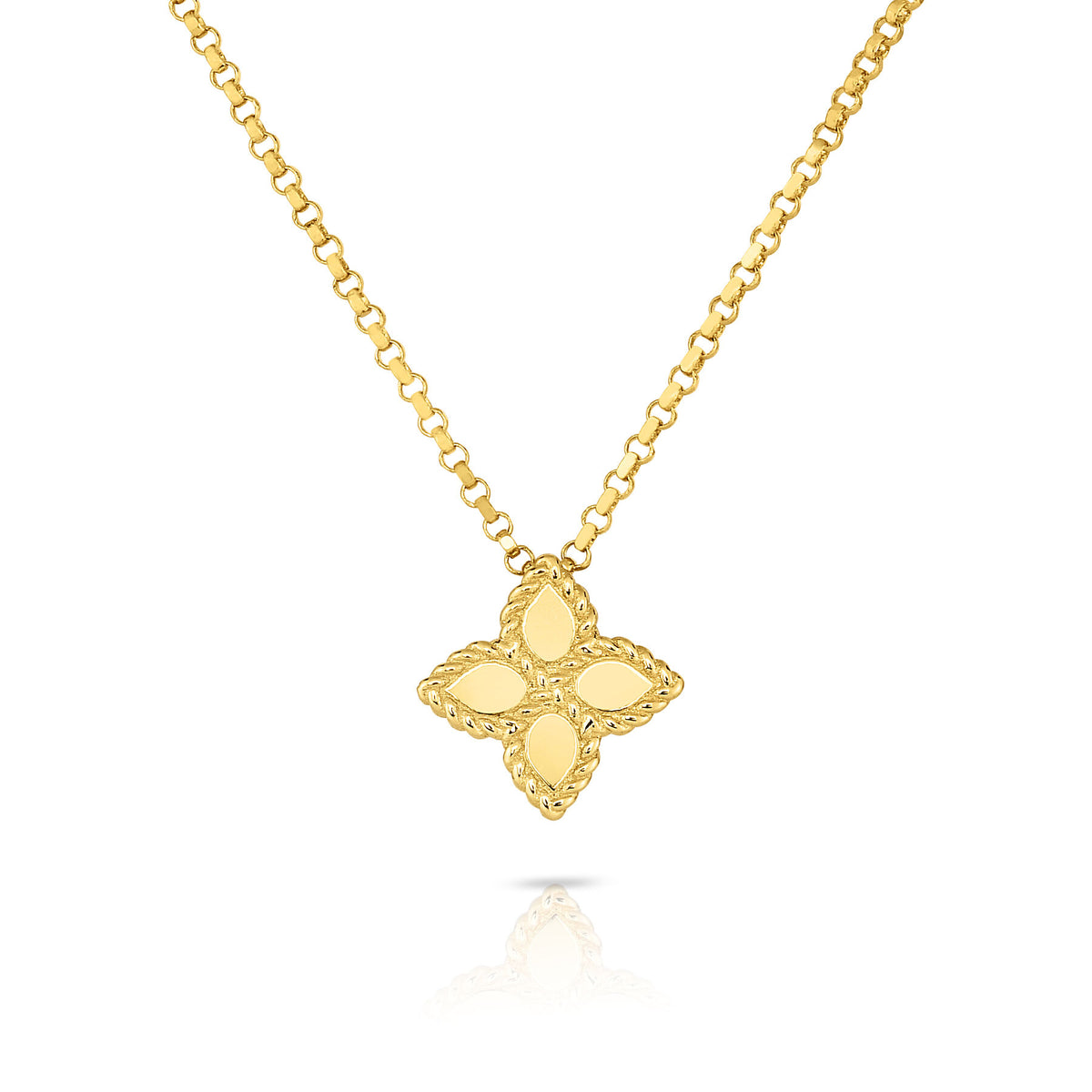 Roberto Coin Yellow Gold Small Princess Flower Pendant Necklace