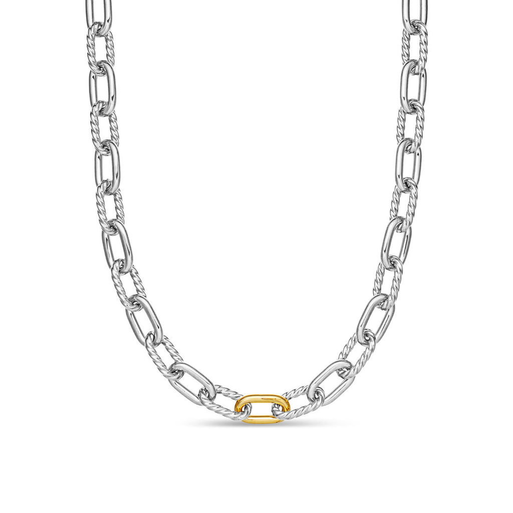 David Yurman Sterling Silver Madison Necklace Yellow Gold Link