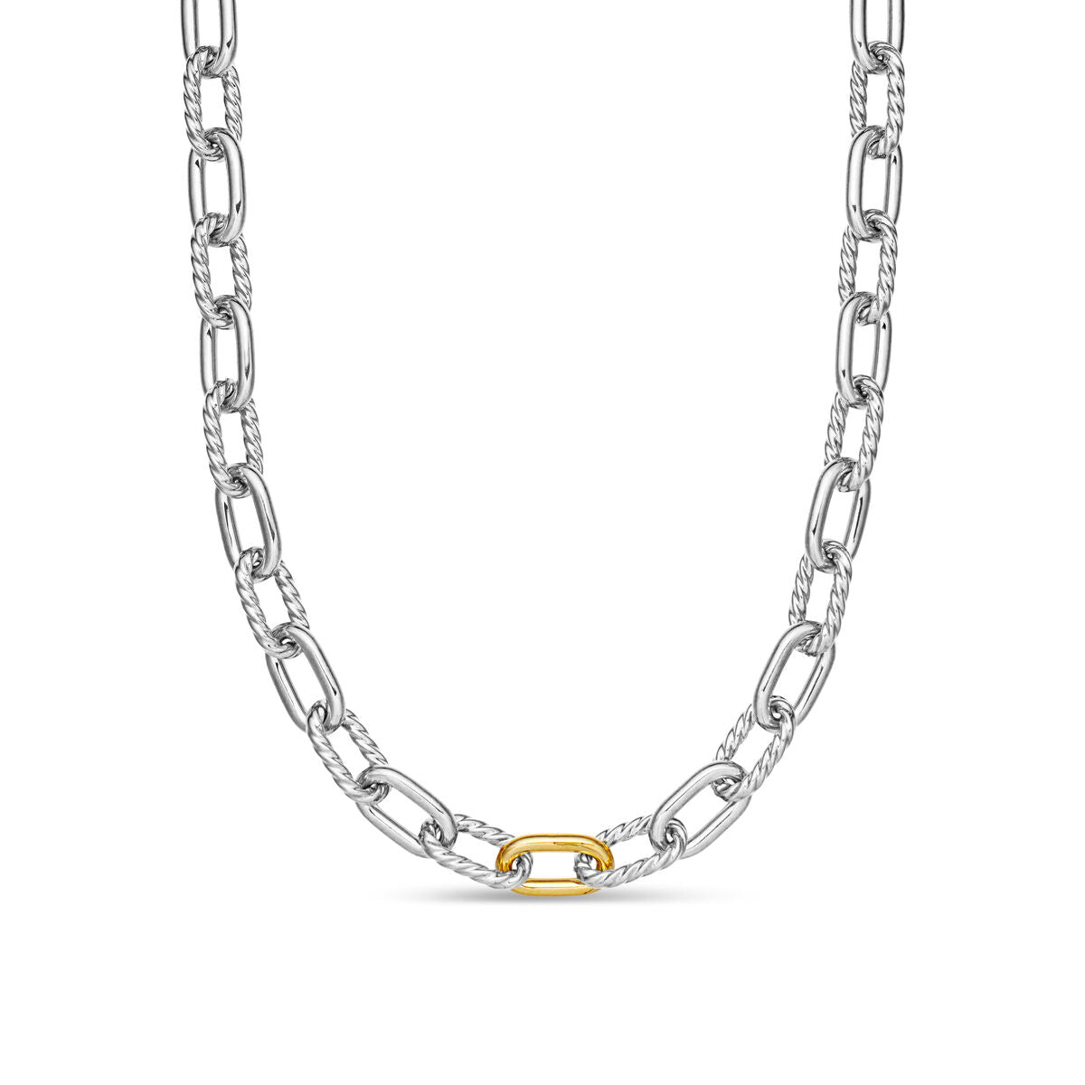 David Yurman Sterling Silver Madison Necklace Yellow Gold Link