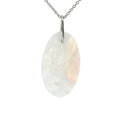 White Gold Oval Moonstone Slice Drop Pendant Necklace