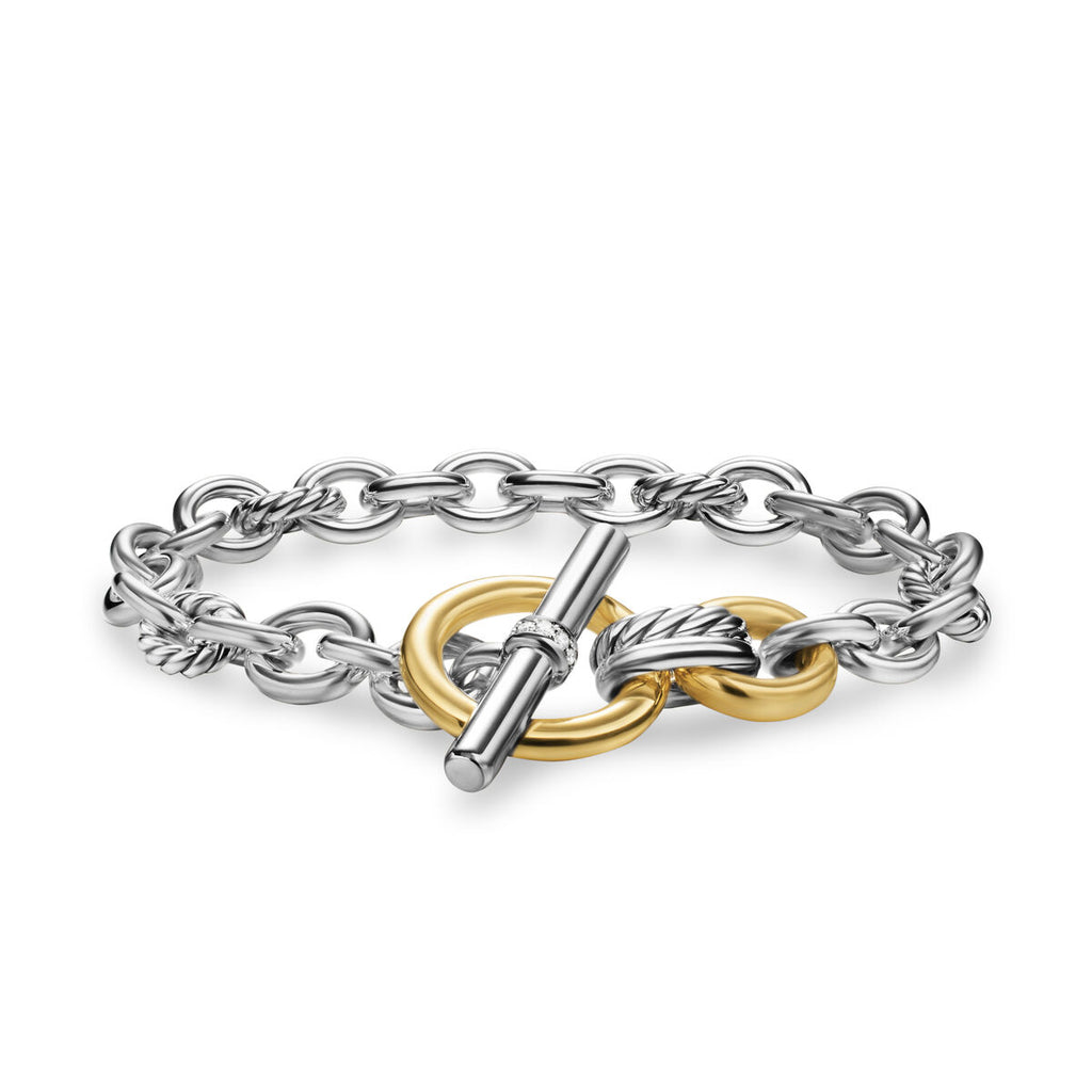 David Yurman Silver and Yellow Gold Mercer Single Row Toggle Bracelet