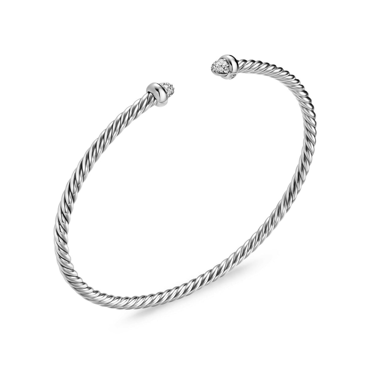 David Yurman Silver Micro Cable Flex Diamond Bracelet