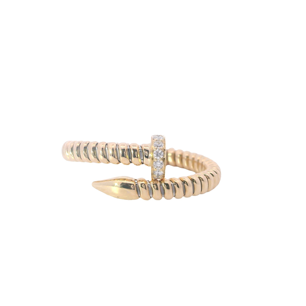 Yellow Gold Diamond Nail Fashion Ring