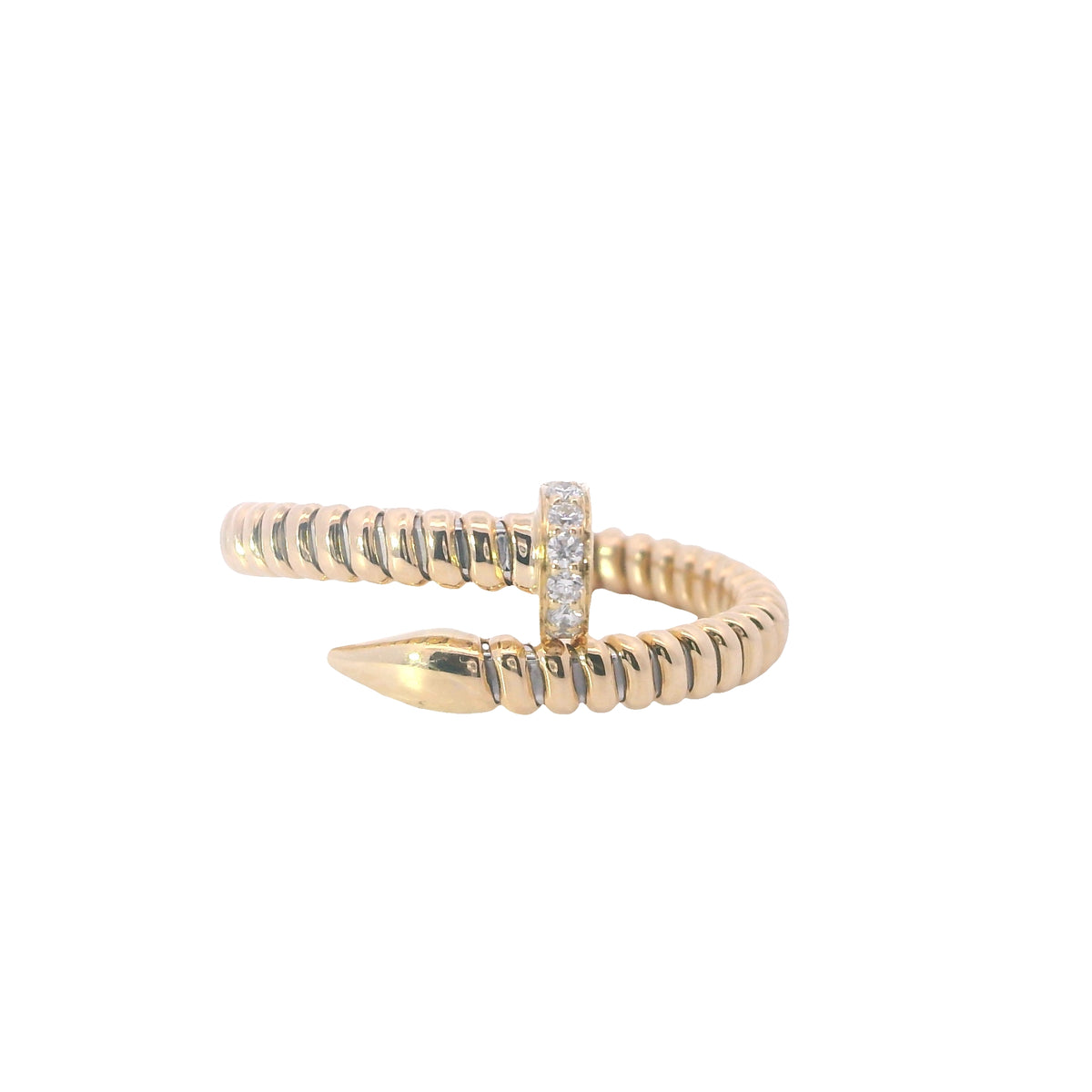 Yellow Gold Diamond Nail Fashion Ring