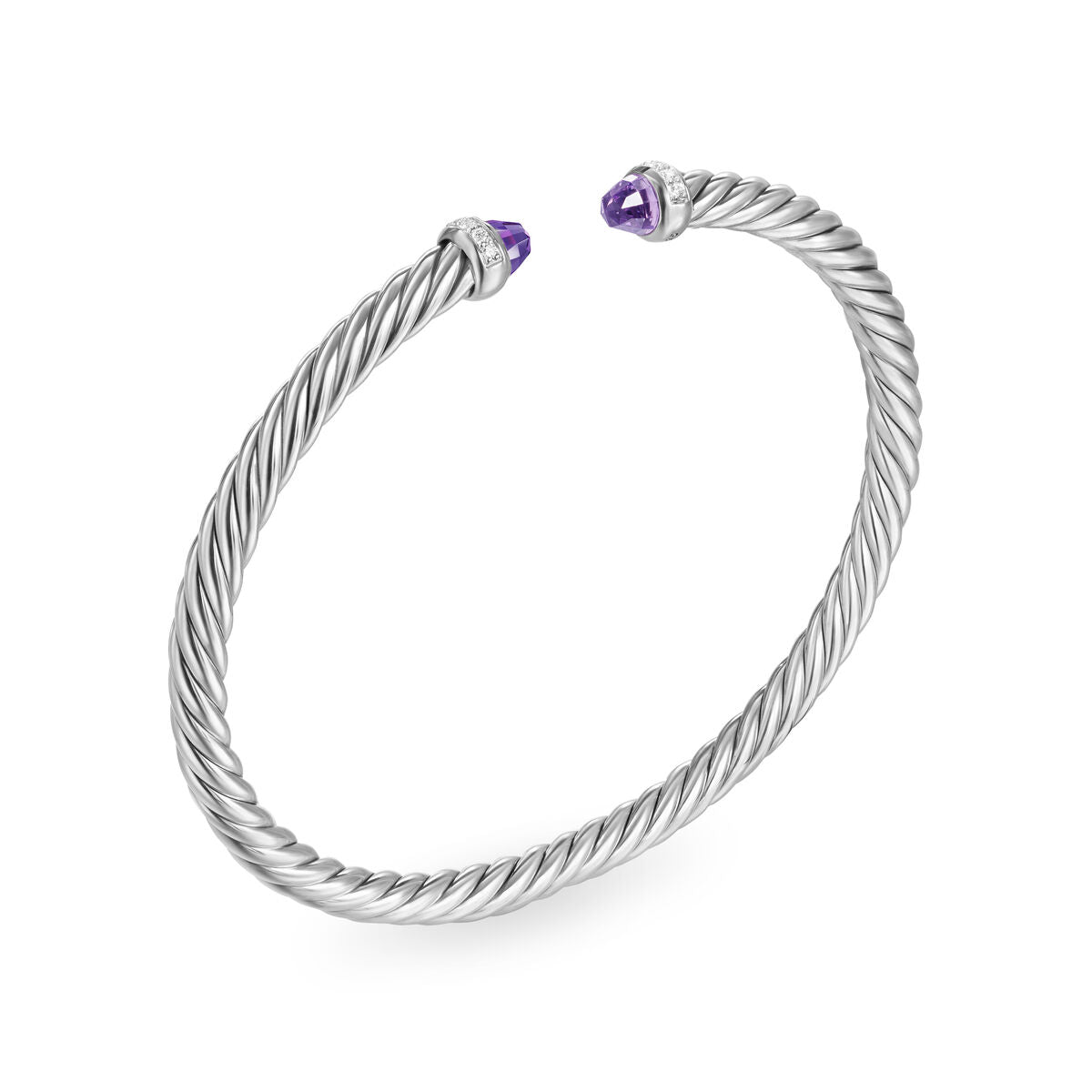 David Yurman Sterling Silver Cable Flex Amethyst Bracelet with Diamonds
