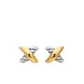David Yurman Sterling Silver and Yellow Gold Petite X Stud Earrings